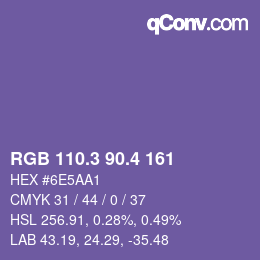 カラーコード: RGB 110.3 90.4 161 | qconv.com