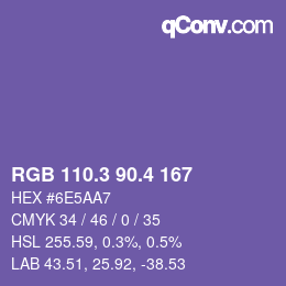 カラーコード: RGB 110.3 90.4 167 | qconv.com