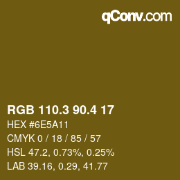 カラーコード: RGB 110.3 90.4 17 | qconv.com