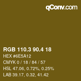 カラーコード: RGB 110.3 90.4 18 | qconv.com