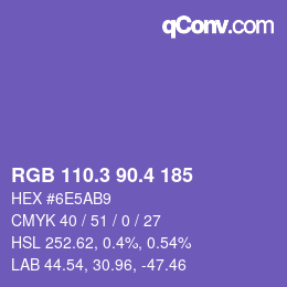 カラーコード: RGB 110.3 90.4 185 | qconv.com