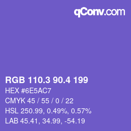 カラーコード: RGB 110.3 90.4 199 | qconv.com