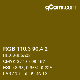 カラーコード: RGB 110.3 90.4 2 | qconv.com