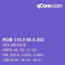 カラーコード: RGB 110.3 90.4 203 | qconv.com