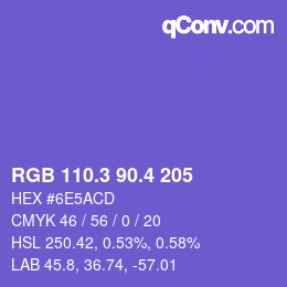 カラーコード: RGB 110.3 90.4 205 | qconv.com