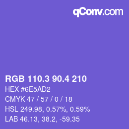 カラーコード: RGB 110.3 90.4 210 | qconv.com
