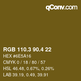 カラーコード: RGB 110.3 90.4 22 | qconv.com