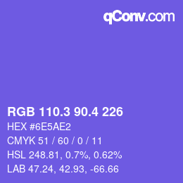 颜色代码: RGB 110.3 90.4 226 | qconv.com