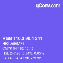 カラーコード: RGB 110.3 90.4 241 | qconv.com