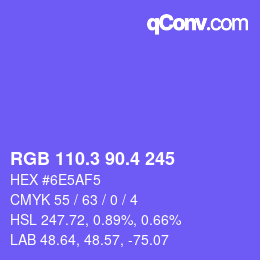カラーコード: RGB 110.3 90.4 245 | qconv.com