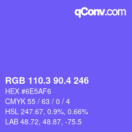 カラーコード: RGB 110.3 90.4 246 | qconv.com