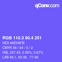 カラーコード: RGB 110.3 90.4 251 | qconv.com