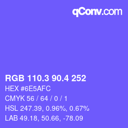 カラーコード: RGB 110.3 90.4 252 | qconv.com