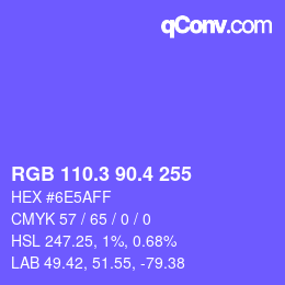 カラーコード: RGB 110.3 90.4 255 | qconv.com