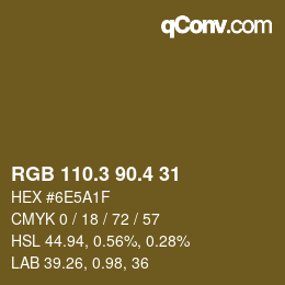 カラーコード: RGB 110.3 90.4 31 | qconv.com