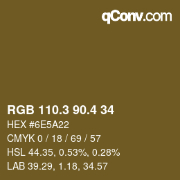 カラーコード: RGB 110.3 90.4 34 | qconv.com