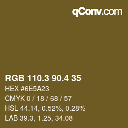 カラーコード: RGB 110.3 90.4 35 | qconv.com