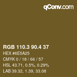 カラーコード: RGB 110.3 90.4 37 | qconv.com