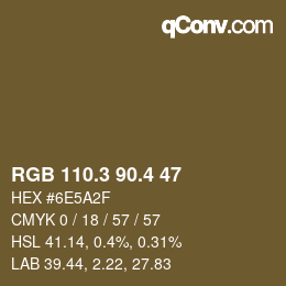 カラーコード: RGB 110.3 90.4 47 | qconv.com