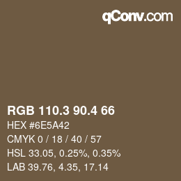 カラーコード: RGB 110.3 90.4 66 | qconv.com