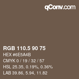 Farbcode: RGB 110.5 90 75 | qconv.com