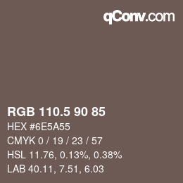 Farbcode: RGB 110.5 90 85 | qconv.com