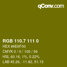 カラーコード: RGB 110.7 111 0 | qconv.com