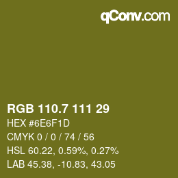 カラーコード: RGB 110.7 111 29 | qconv.com
