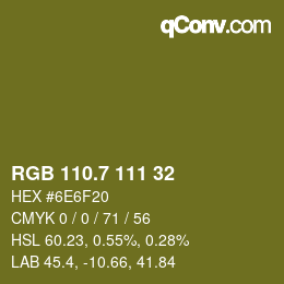 カラーコード: RGB 110.7 111 32 | qconv.com