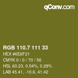 カラーコード: RGB 110.7 111 33 | qconv.com