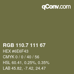 カラーコード: RGB 110.7 111 67 | qconv.com