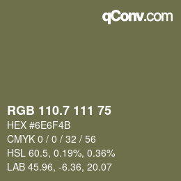 カラーコード: RGB 110.7 111 75 | qconv.com