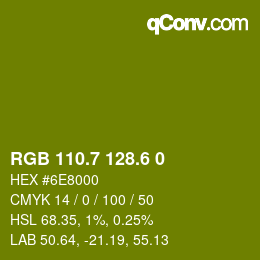 カラーコード: RGB 110.7 128.6 0 | qconv.com