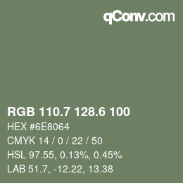 カラーコード: RGB 110.7 128.6 100 | qconv.com