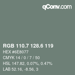 カラーコード: RGB 110.7 128.6 119 | qconv.com