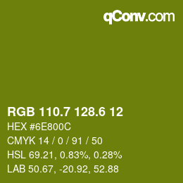 カラーコード: RGB 110.7 128.6 12 | qconv.com