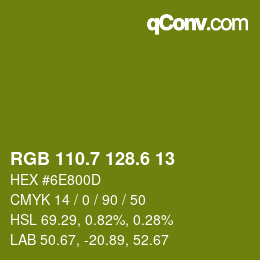カラーコード: RGB 110.7 128.6 13 | qconv.com