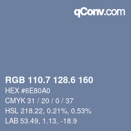 カラーコード: RGB 110.7 128.6 160 | qconv.com