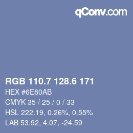 カラーコード: RGB 110.7 128.6 171 | qconv.com