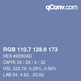 カラーコード: RGB 110.7 128.6 173 | qconv.com
