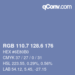 カラーコード: RGB 110.7 128.6 176 | qconv.com