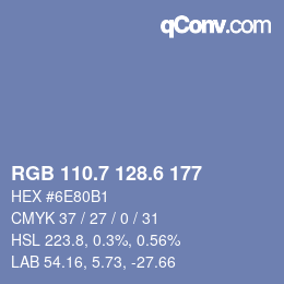 カラーコード: RGB 110.7 128.6 177 | qconv.com