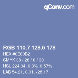 カラーコード: RGB 110.7 128.6 178 | qconv.com