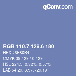 カラーコード: RGB 110.7 128.6 180 | qconv.com