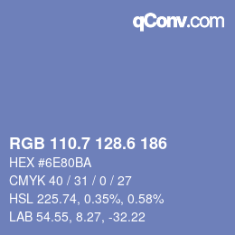 カラーコード: RGB 110.7 128.6 186 | qconv.com