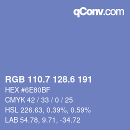 カラーコード: RGB 110.7 128.6 191 | qconv.com