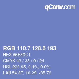 カラーコード: RGB 110.7 128.6 193 | qconv.com