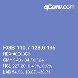 カラーコード: RGB 110.7 128.6 195 | qconv.com