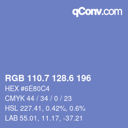 カラーコード: RGB 110.7 128.6 196 | qconv.com