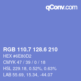 カラーコード: RGB 110.7 128.6 210 | qconv.com
